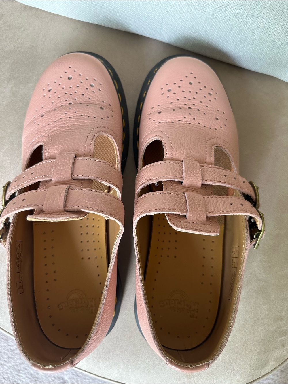 Dr. Martens 8065 Mary Jane Pink Leather Shoes Buckle Strap Non-Slip - Picture 7 of 10